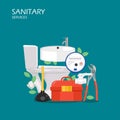 Sanitary services vector flat style design illustration
