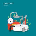 Sanitary services vector flat style design illustration