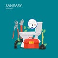 Sanitary services vector flat style design illustration