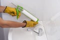 Sanitary silicone sealant Royalty Free Stock Photo