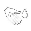 Sanitation, hand washing line icon.