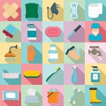 Sanitation icons set, flat style Royalty Free Stock Photo