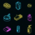 Sanitation icons set vector neon