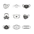 Sanitation and protection facemask ppe icon set w respiratory face masks Royalty Free Stock Photo