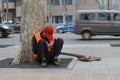 Sanitation workers sleeping on the streets of Zhengzhou, China