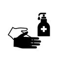 Sanitise Hands Black Icon,Vector Illustration, Isolated On White Background Label. EPS10