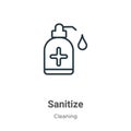 Sanitize outline vector icon. Thin line black sanitize icon, flat vector simple element illustration from editable cleaning