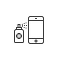 Sanitize smartphone line icon