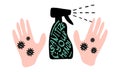 Sanitize your hands concept with spray