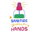 Sanitize your hands illustration in white background