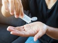 Sanitizer bottle gel to cleaning on hand to protect germs from coronavirus or Covid-19 2019-ncov Royalty Free Stock Photo