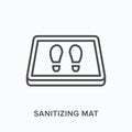 Sanitizing mat line icon. Vector outline illustration of antibacterial equipment. Industrial shoe disinfection pictorgam