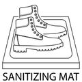 Sanitizing mat. Shoes disinfection. Antibacterial equipped in flat style. Disinfection carpet for shoes. Disinfectant mat. Sterile