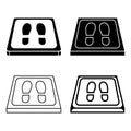 Sanitizing mats simple icons. Antibacterial equipped in flat style. Disinfection carpet for shoes. Set of disinfectant mats.