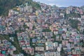 Aerial cityscape of beautiful town Sanjauli in Shimla city beautiful houses