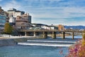 Sanjo bridge in Kamo river kyoto Japan