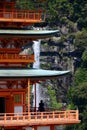 Sanjudo Pagoda and Nachi Falls in Japan Royalty Free Stock Photo