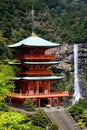 Sanjudo Pagoda and Nachi Falls in Japan Royalty Free Stock Photo