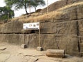 Sankha Lipi shell-script inscriptions along passageway, Udayagiri Caves, Vidisha, India
