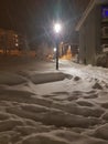 Sankt Gallen, Switzerland - January 14, 2021: Heavy snowfall during the night