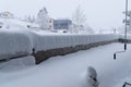 Sankt Gallen, Switzerland - January 15, 2021: Heavy snowfall in Sankt Gallen - Snow-covered roads and meadows
