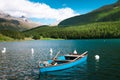 Sankt Moritz Lake with boats Royalty Free Stock Photo