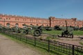 Exposition on courtyard of Military History Museum of artillery, engineer and signal corps in St. Petersburg. Russia Royalty Free Stock Photo