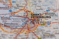 Sankt-Peterburg, Russia on a road ma Royalty Free Stock Photo