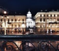 Sankt-Petersburg architecture history building exterior church night city streetlight metal fence