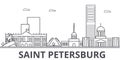 Sankt Petersburg architecture line skyline illustration. Linear vector cityscape with famous landmarks, city sights