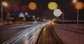 Sankt-Petersburg architecture road transportation night illuminated sky bridge city Royalty Free Stock Photo