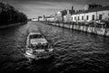 Sankt-Petersburg, the Fontanka River. Black and white photo