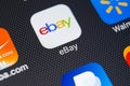 eBay application icon on Apple iPhone X screen close-up. eBay app icon. eBay.com is largest online auction and shopping websites. Royalty Free Stock Photo