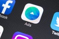 Facebook Ads application icon on Apple iPhone X screen close-up. Facebook Business app icon. Facebook Ads mobile application. Royalty Free Stock Photo