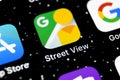 Google Street View application icon on Apple iPhone X screen close-up. Google StreetView app icon. Google Street view application. Royalty Free Stock Photo