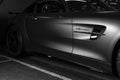 Mercedes-Benz AMG GTR 2018 V8 Biturbo exterior details. Tyre and alloy wheel. Carbon Ceramic brakes. Car exterior details. Black