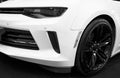 Front view of a Chevrolet Camaro 2017. Car exterior details. Black and white. Photo Taken on Royal Auto Show July, 21 Royalty Free Stock Photo