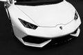 Front view of a White Luxury sport car Lamborghini Huracan LP 610-4. Car exterior details. Black and white. Royalty Free Stock Photo