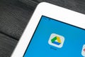 Google Drive application icon on Apple iPad Pro screen close-up. Google drive icon. Google Drive application. Social media network Royalty Free Stock Photo