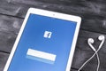 Apple iPad Pro with Facebook homepage on monitor screen. Facebook one of the biggest social network website. Homepage of Facebook. Royalty Free Stock Photo