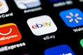 eBay application icon on Apple iPhone X screen close-up. eBay app icon. eBay.com is largest online auction and shopping websites. Royalty Free Stock Photo