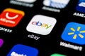 eBay application icon on Apple iPhone X screen close-up. eBay app icon. eBay.com is largest online auction and shopping websites. Royalty Free Stock Photo