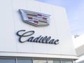 Sankt-Petersburg, Russian, October 30, 2022: Cadillac dealership building exterior with logo. Cadillac motor car logo