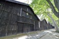 Sankyo warehouse and zelkova trees Royalty Free Stock Photo