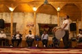 Sanli Urfa, Turkey: September 12 2020: Drummer playing in Music night event called as sira gecesi in Turkish and other blurred