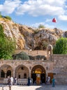Sanli Urfa, Turkey-September 12 2020: Entrance of Mevlid-i Halil cave, birth place of Prophet Abraham
