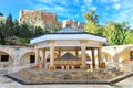 Courtyard of Halil Mevlidi mosque, located in old town near city castle. Royalty Free Stock Photo