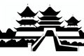 Sanmenxia, Henan, China. Black & White City Logo. Generative AI. Royalty Free Stock Photo