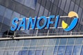 Sanofi logo on a building in Warsaw in Poland. Sanofi is a French transnational company whose activities include pharmaceuticals