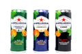 Sanpellegrino Italian sparkling Orange Juice, Bitter Orange and Chinotto cans Royalty Free Stock Photo